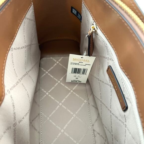 Michael Kors Purse & Wallet Reed Large Logo Belted Satchel Brown MK - Picture 8 of 12